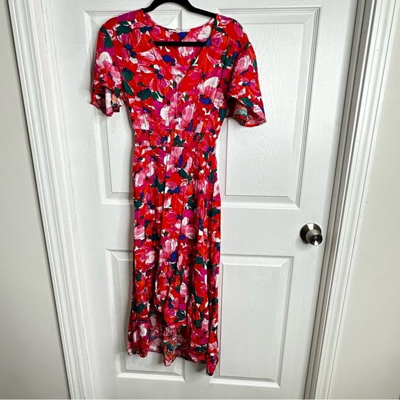 Anthropologie Abel the Label Floral Maxi Dress V-Neckline Short Sleeves Size S - Picture 1 of 5